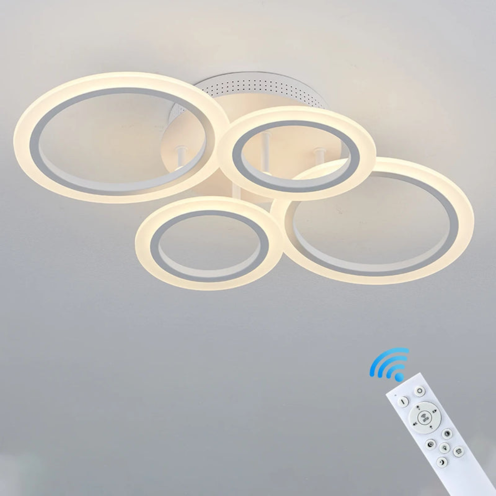 LED Ring Light Fixture | Modern Ceiling Chandelier with Remote for Bedrooms and Living Rooms