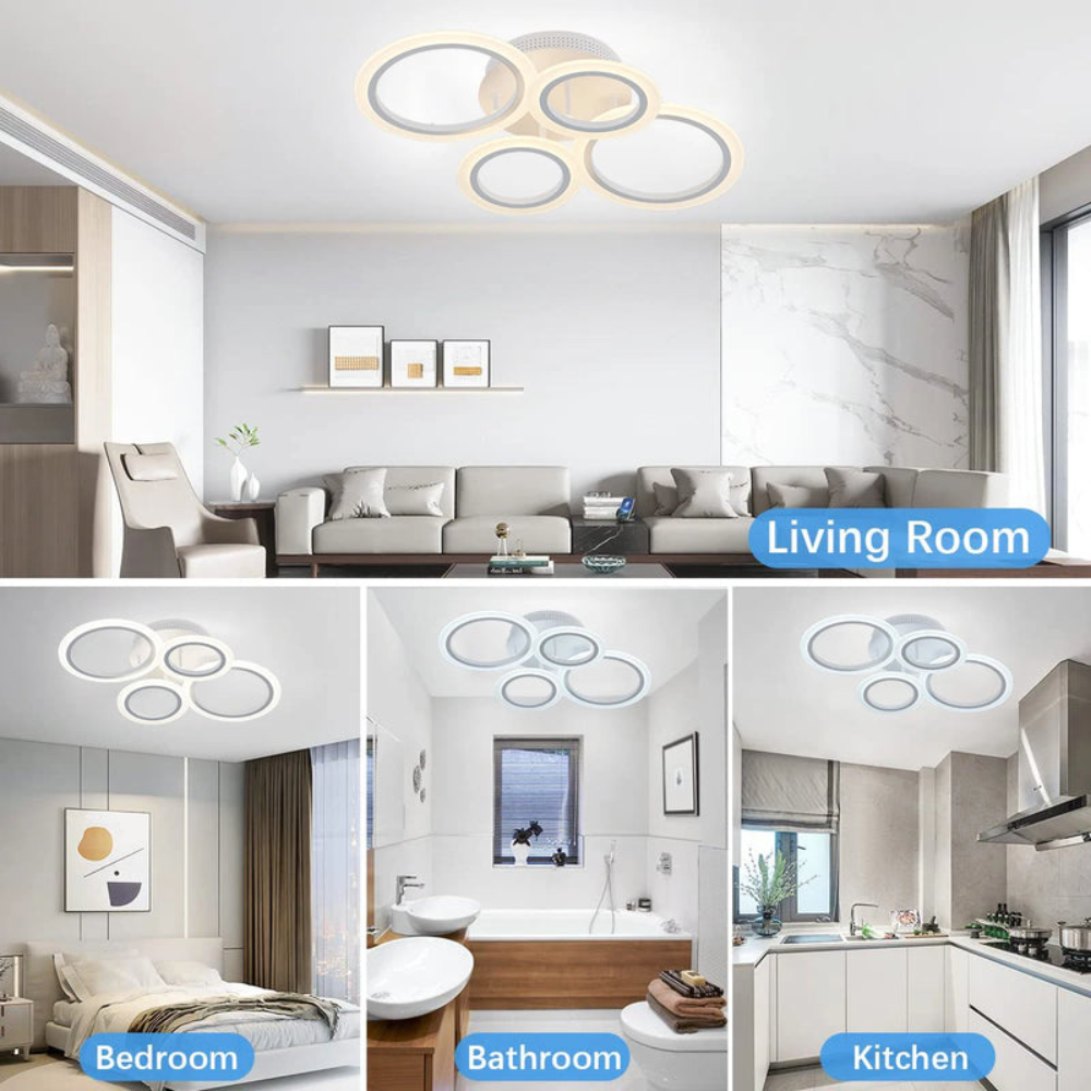 LED Ring Light Fixture | Modern Ceiling Chandelier with Remote for Bedrooms and Living Rooms