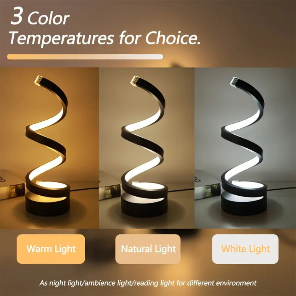 Bedroom Dimmable Table Lamp | Modern Spiral LED Design