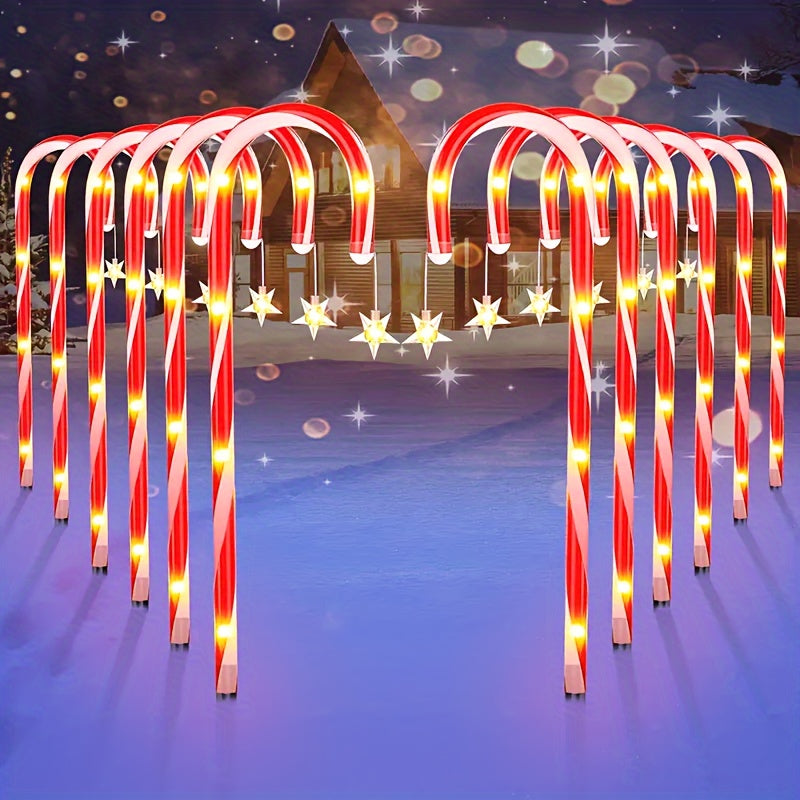 Outdoor Christmas Decorations | Solar Striped Candy Cane Stake Lights