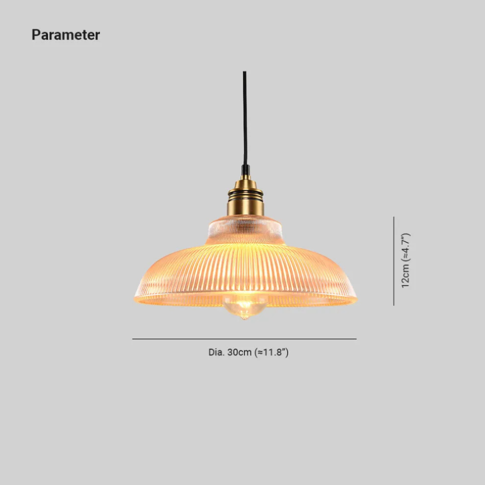 Retro Pendant Light with Ribbed Shade | Vintage Hanging Lamp for Dining & Living Room