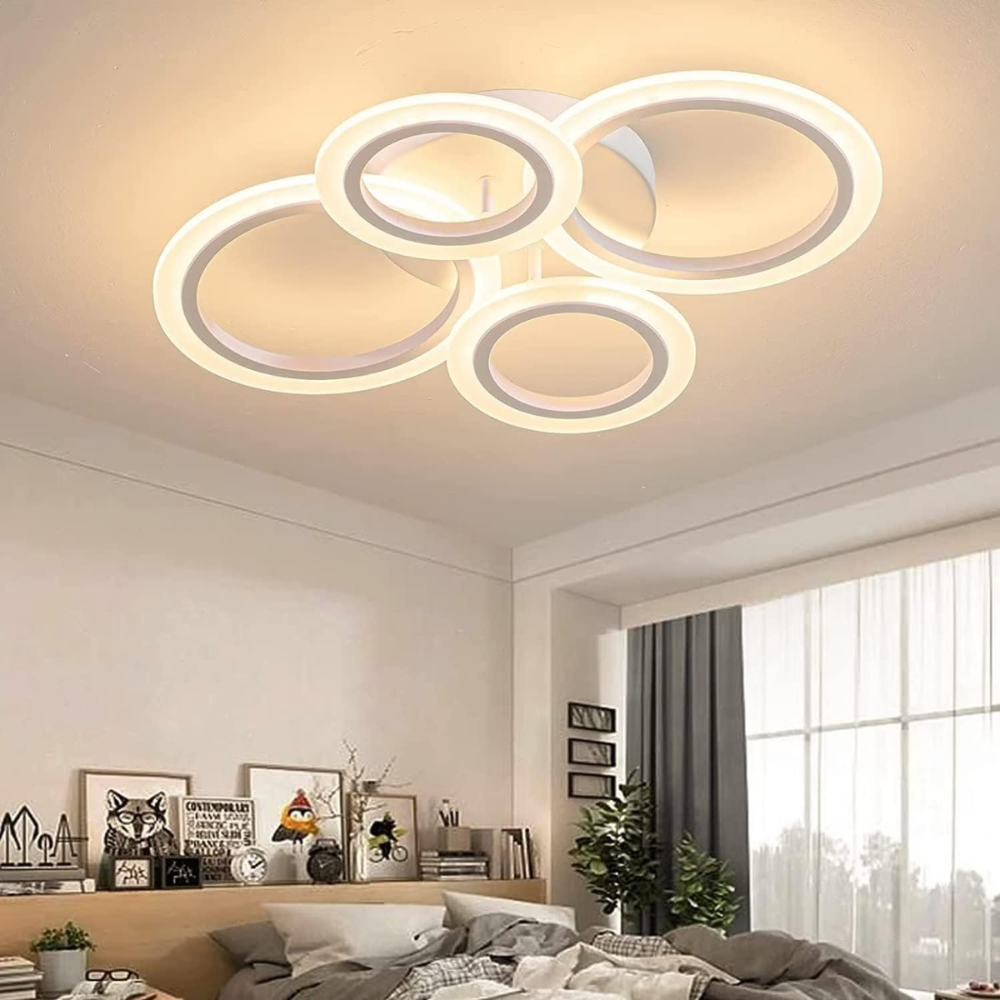 LED Ring Light Fixture | Modern Ceiling Chandelier with Remote for Bedrooms and Living Rooms