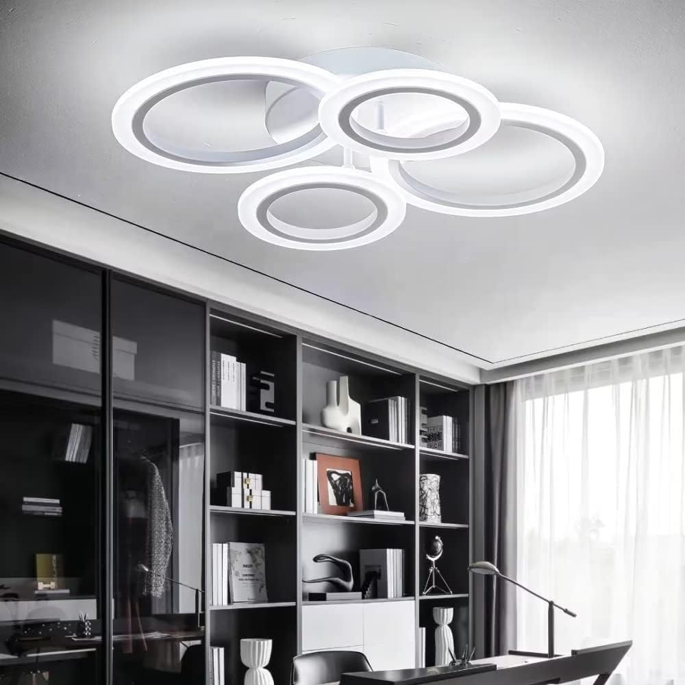 LED Ring Light Fixture | Modern Ceiling Chandelier with Remote for Bedrooms and Living Rooms