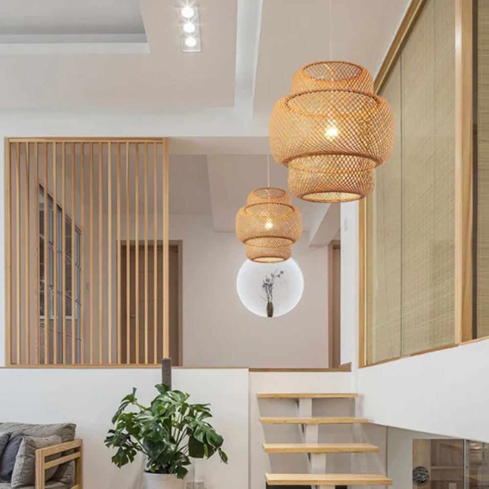 Chinese Style Pendant Light for Dining Room | Woven Ceiling Lamp with E27 Fitting
