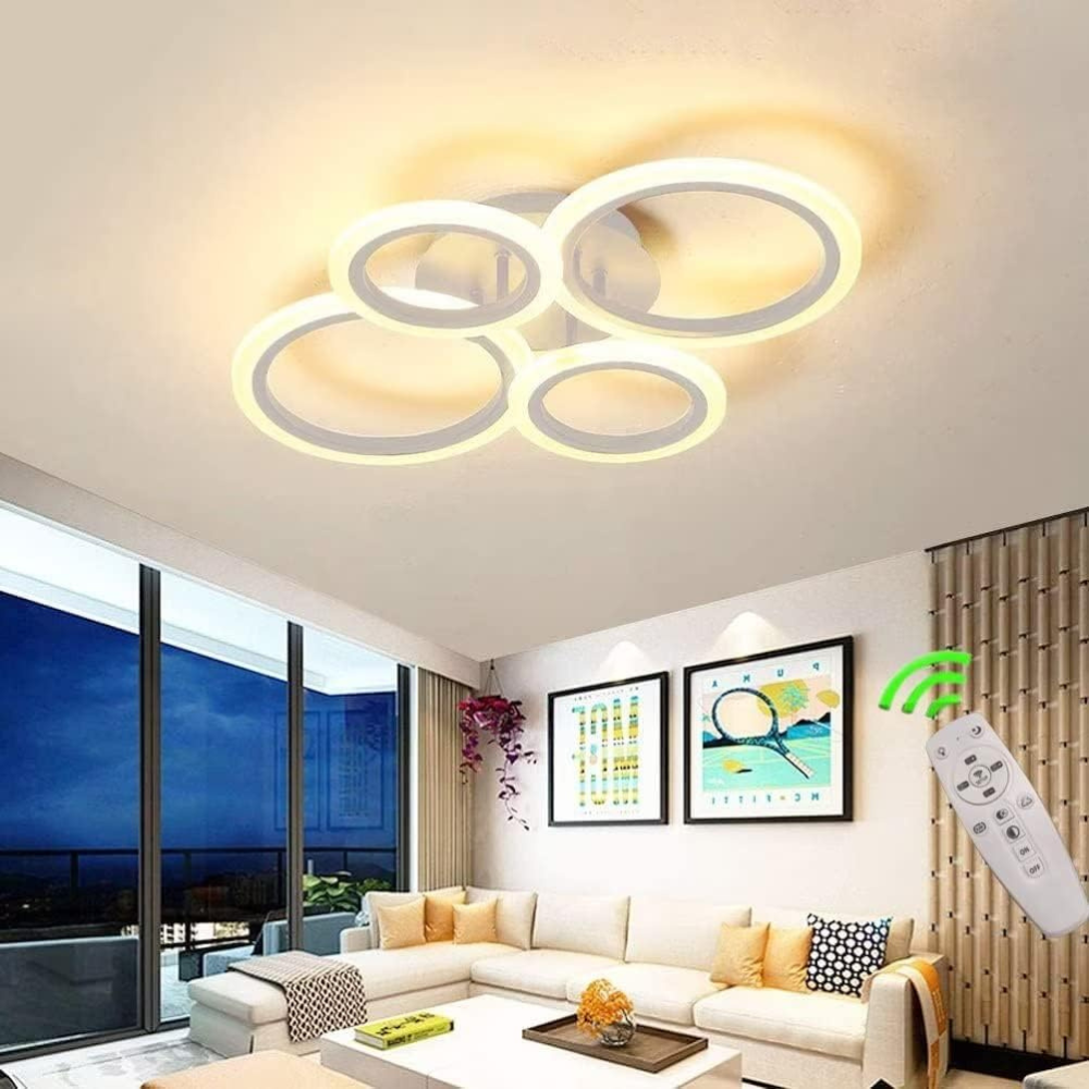 LED Ring Light Fixture | Modern Ceiling Chandelier with Remote for Bedrooms and Living Rooms