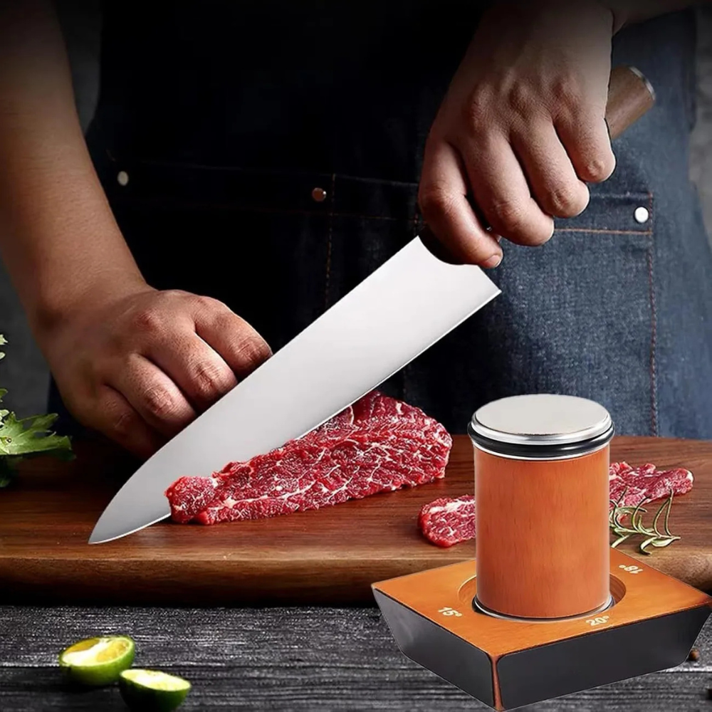 Manual Knife Sharpener | Diamond-Coated Rolling Wheel for Precise Edge Control