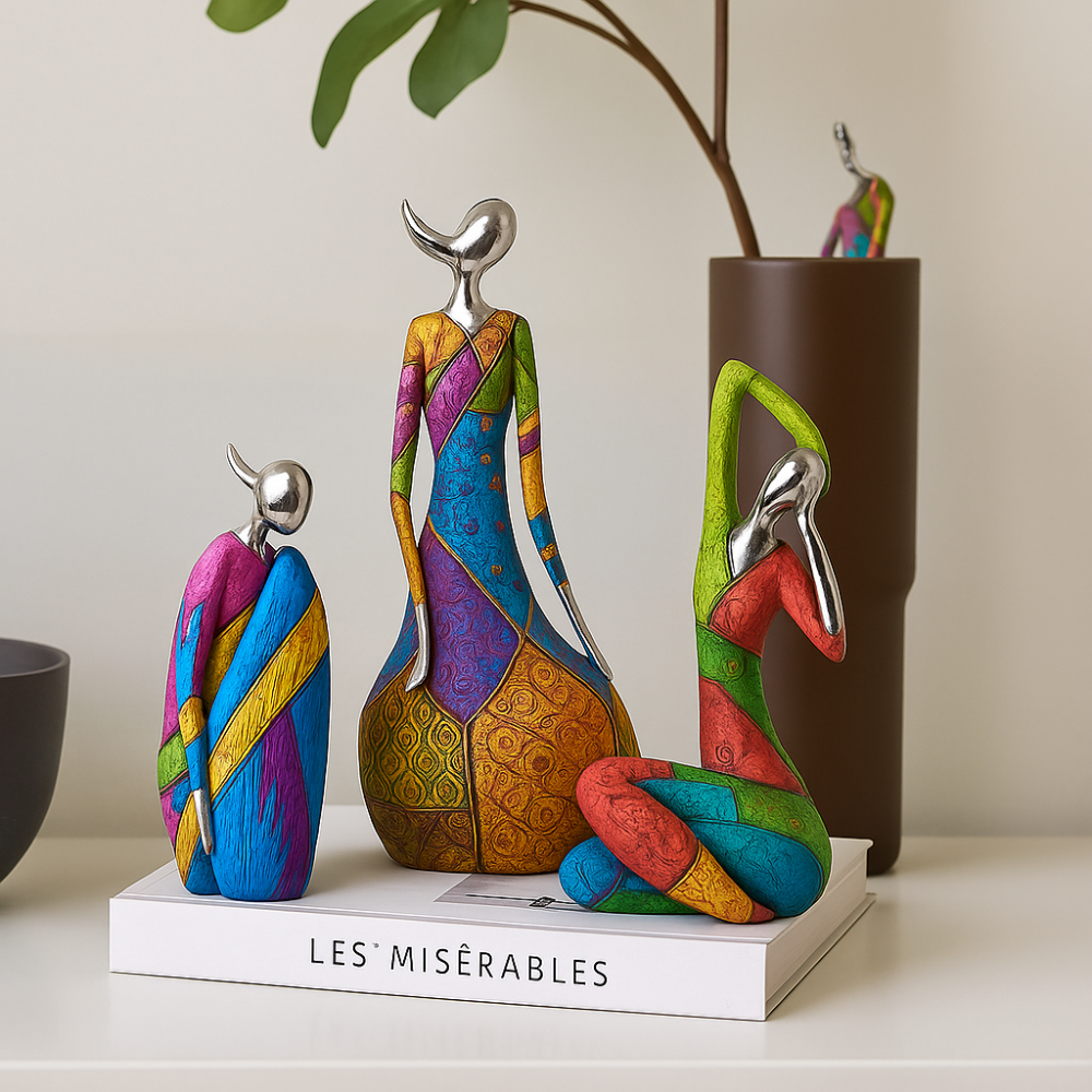 Living Room Colorful Abstract Sculpture | Modern Feminine Art Piece