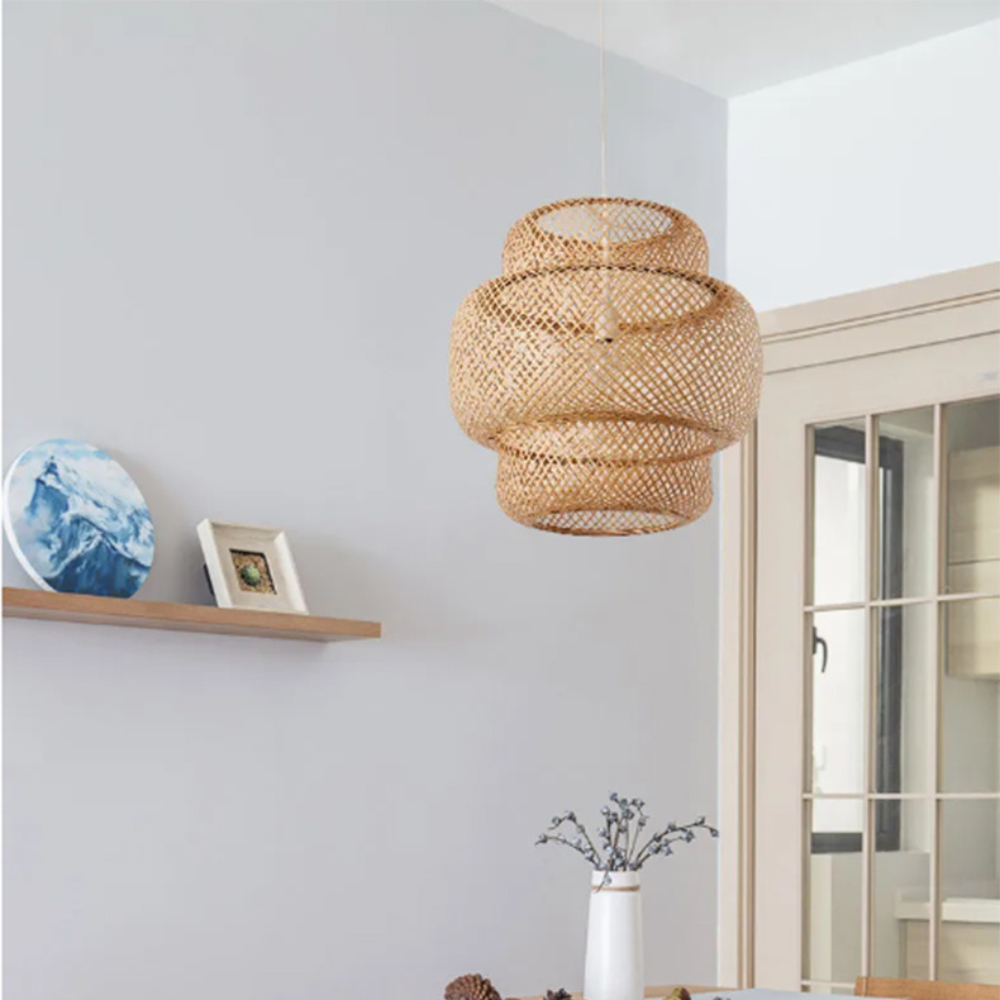 Chinese Style Pendant Light for Dining Room | Woven Ceiling Lamp with E27 Fitting