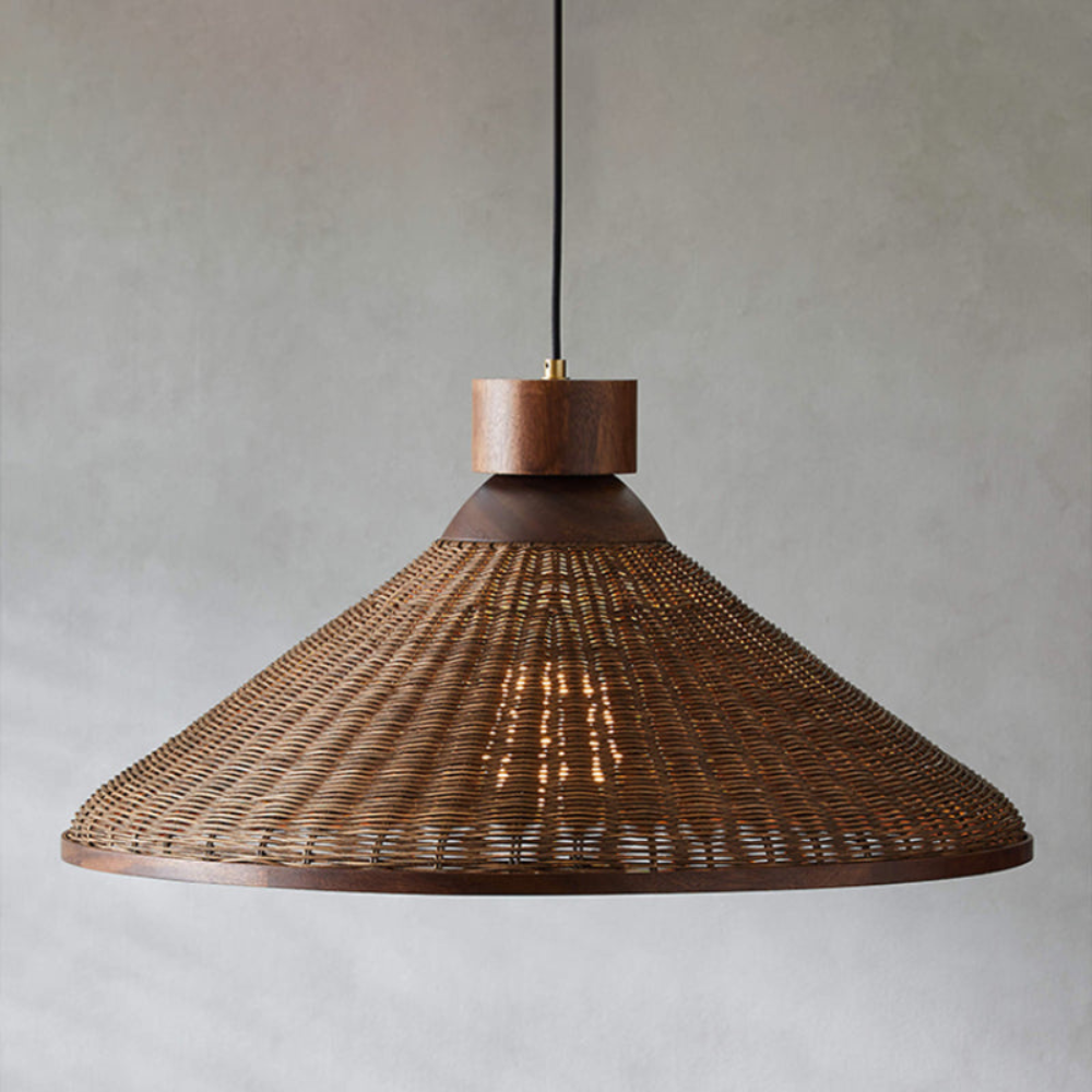 Retro LED Pendant Ceiling Light | Woven Look Fixture for Living Room, Restaurant, and Hotel