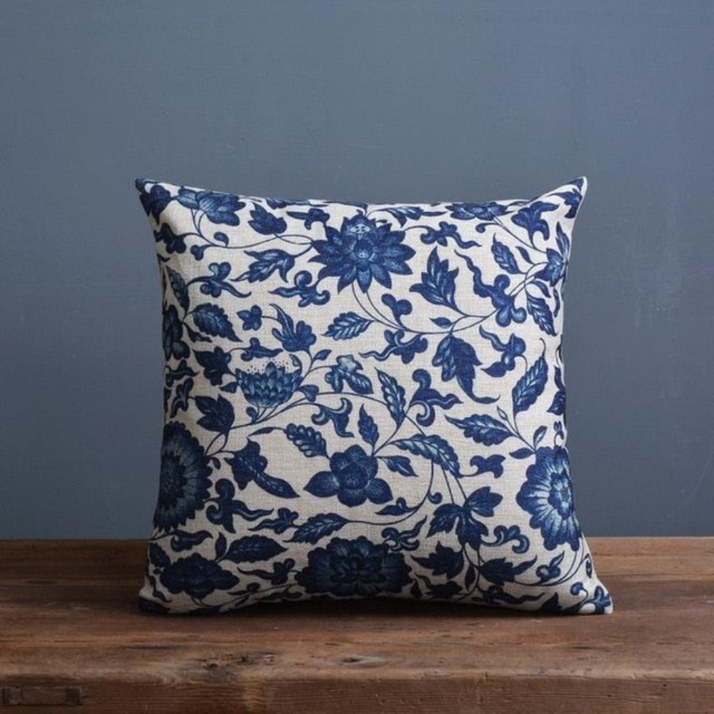 Living Room Elegant Cushion Cover | Traditional Chinese Porcelain Design
