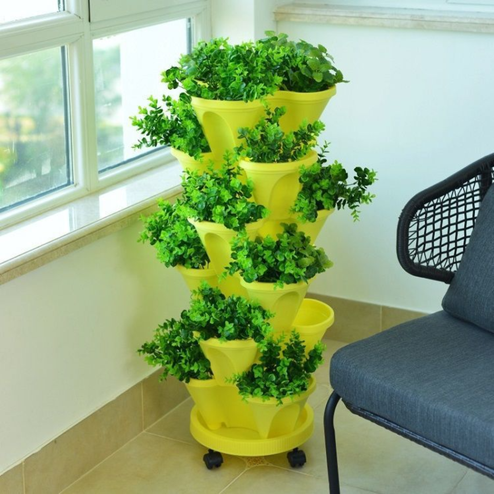 6-Tier Stackable Garden Tower | Vertical Space-Saving Planter for Outdoor & Indoor Use