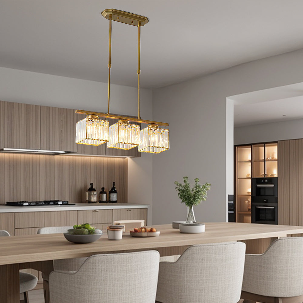 Dining Room Modern Pendant Light | Rectangular Multi Glass Shade