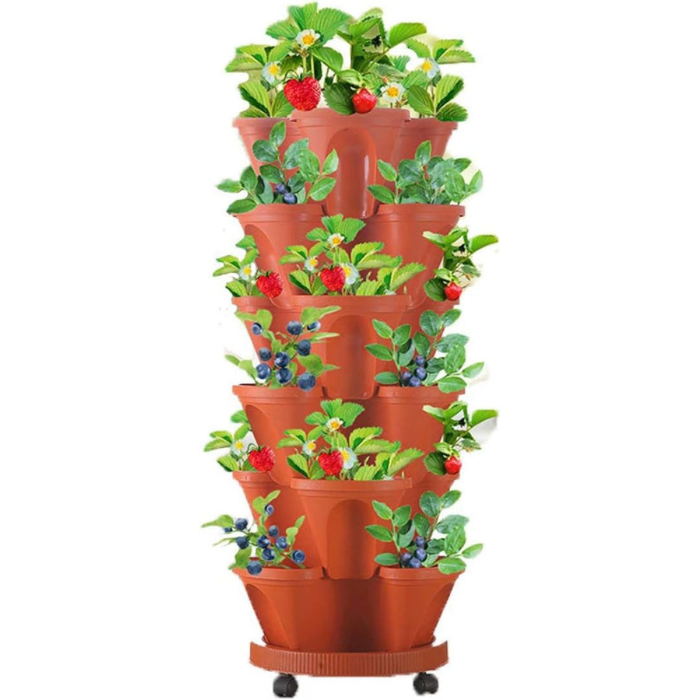 6-Tier Stackable Garden Tower | Vertical Space-Saving Planter for Outdoor & Indoor Use