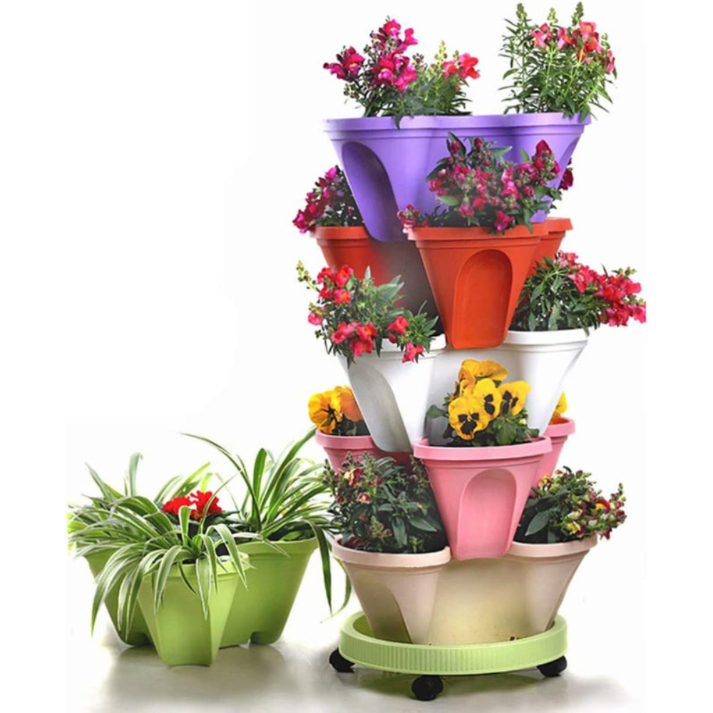 6-Tier Stackable Garden Tower | Vertical Space-Saving Planter for Outdoor & Indoor Use
