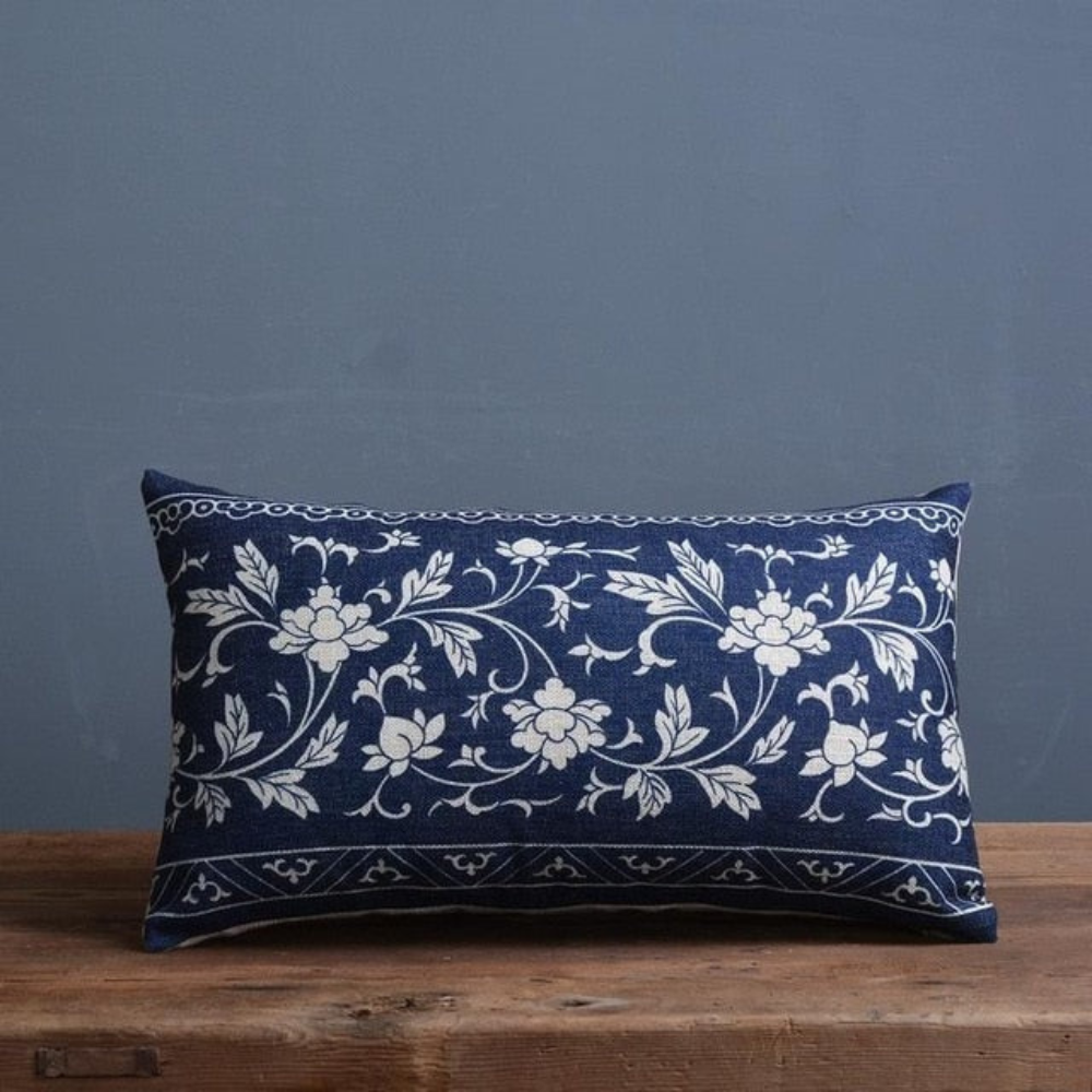 Living Room Elegant Cushion Cover | Traditional Chinese Porcelain Design