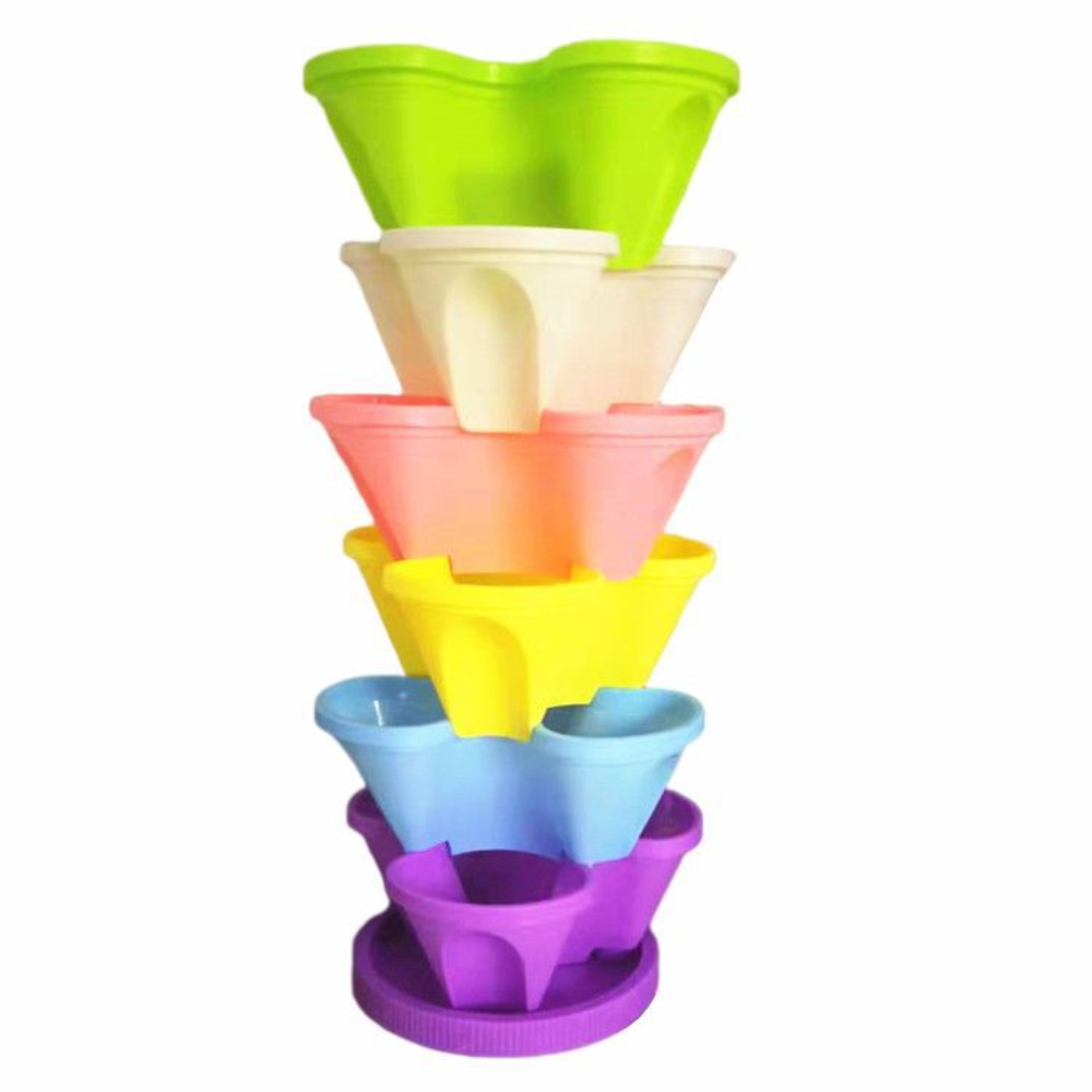 6-Tier Stackable Garden Tower | Vertical Space-Saving Planter for Outdoor & Indoor Use