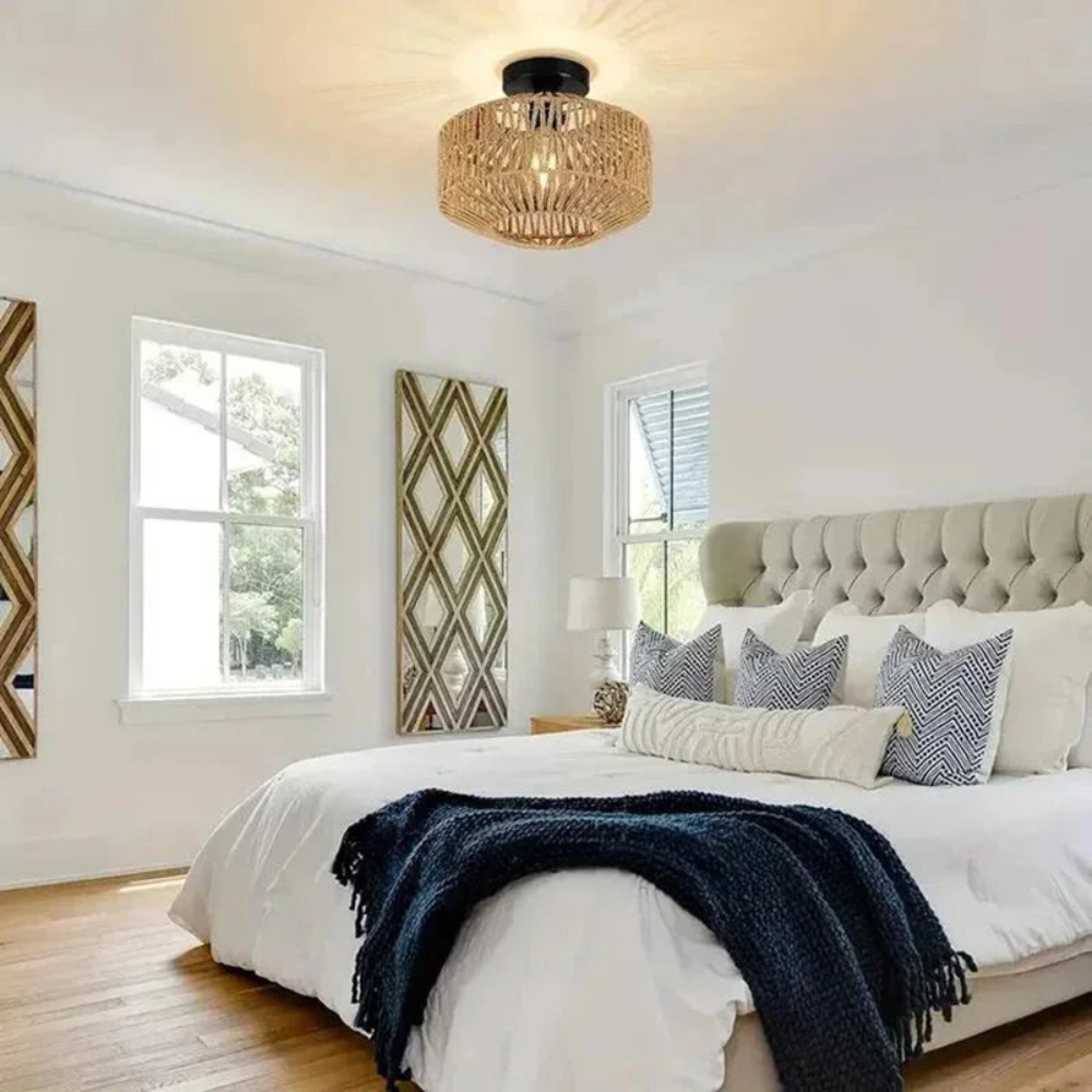 Woven Pendant Lamp | Natural Ceiling Lighting for Living Room and Home Decor