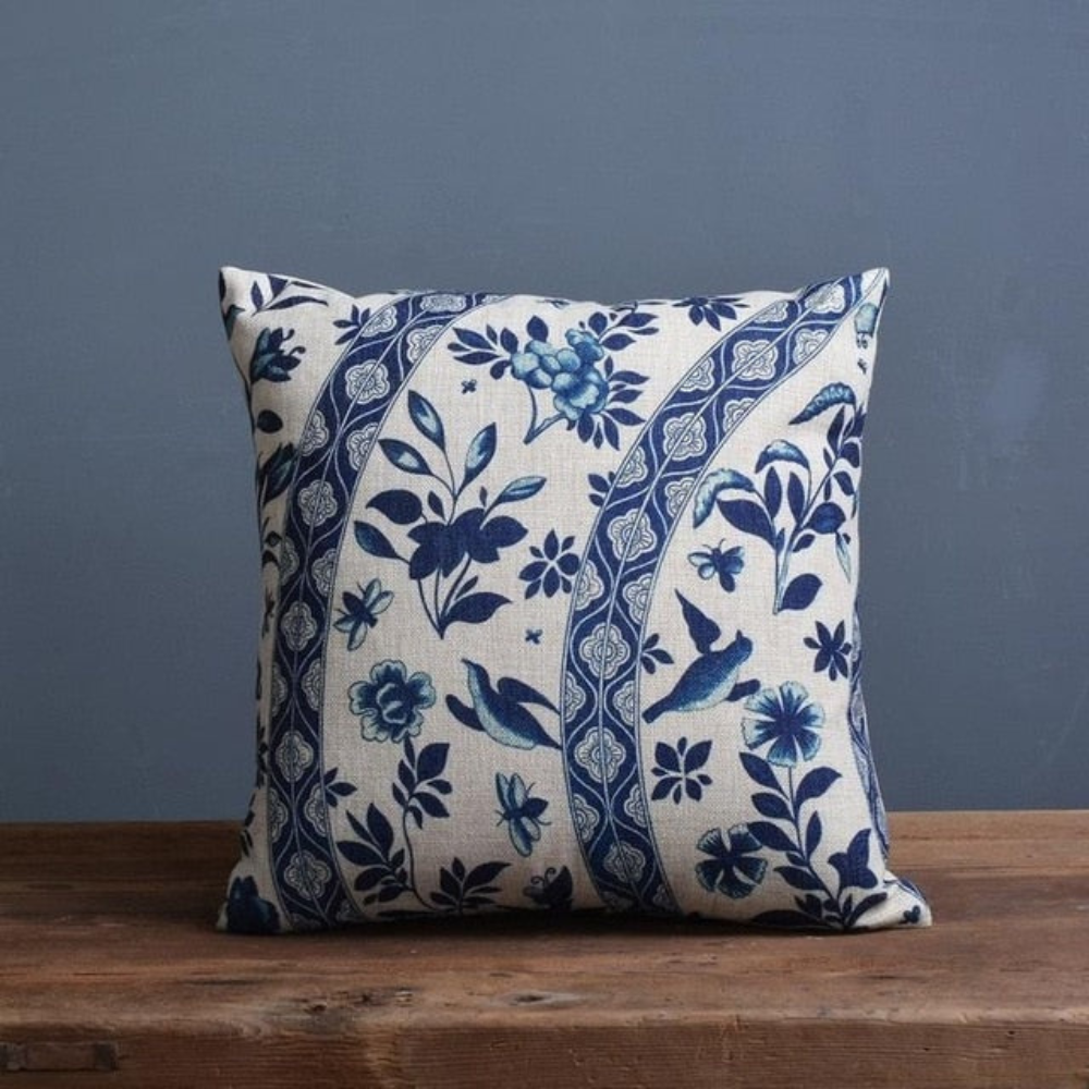 Living Room Elegant Cushion Cover | Traditional Chinese Porcelain Design