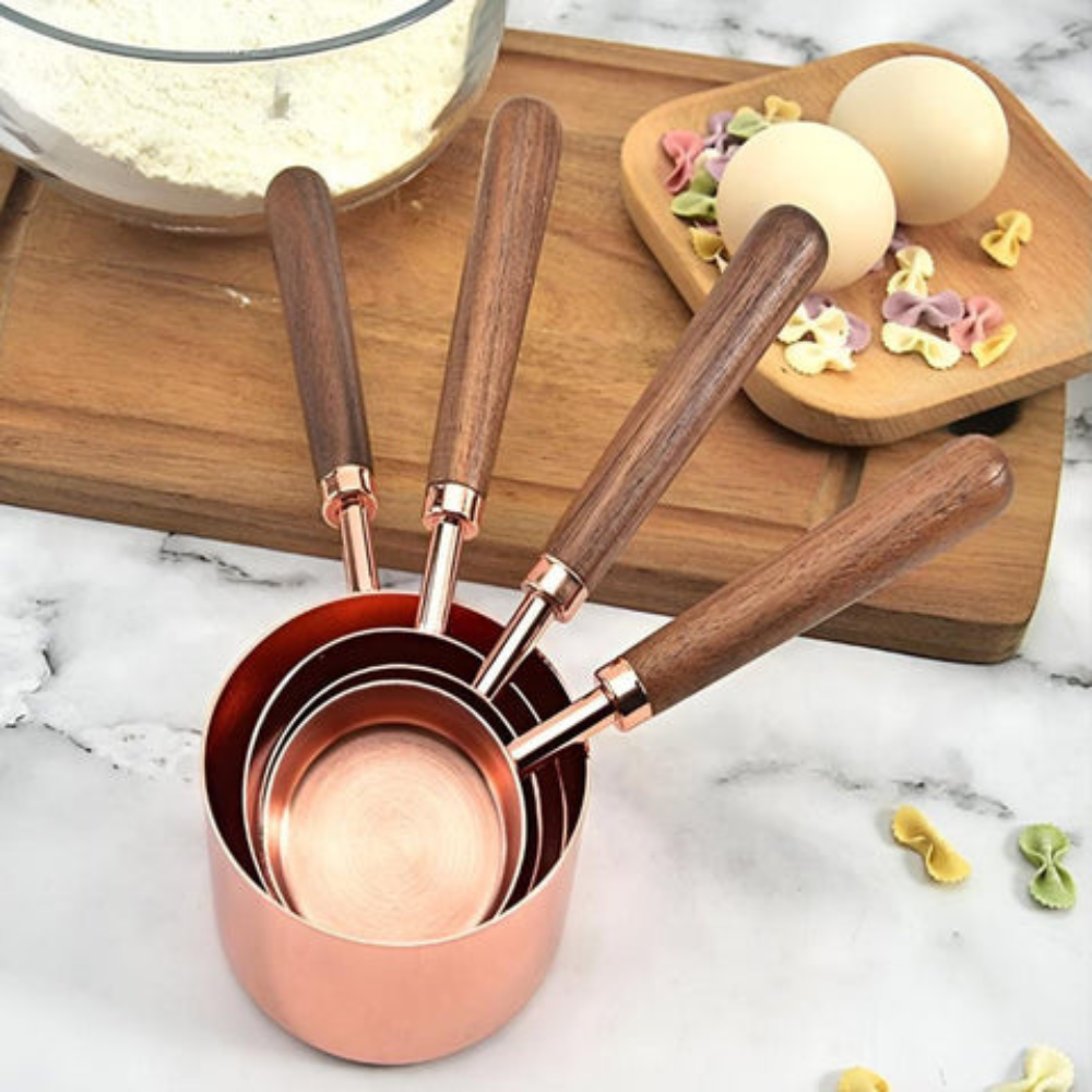 Kitchen Elegant Measuring Cups And Spoons Set | Copper Plated Design