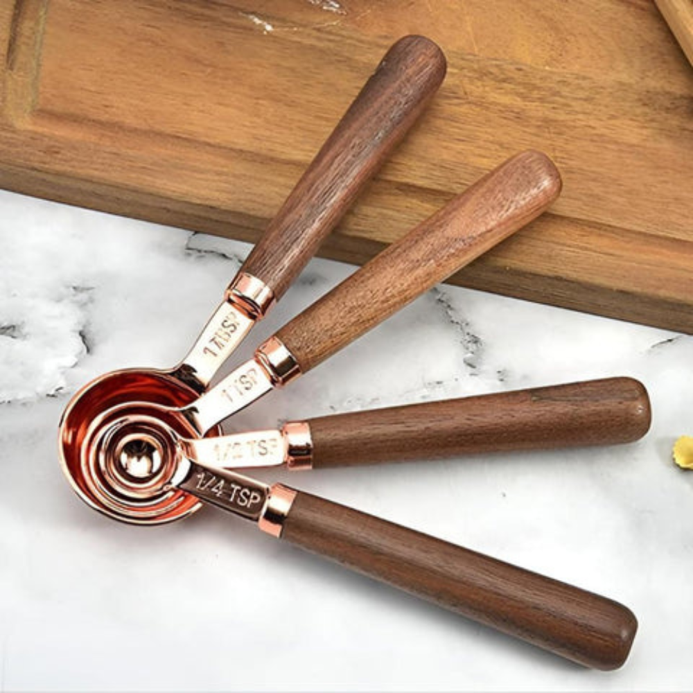 Kitchen Elegant Measuring Cups And Spoons Set | Copper Plated Design