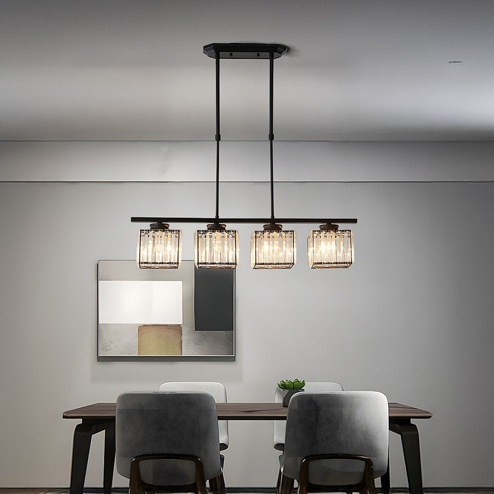 Dining Room Modern Pendant Light | Rectangular Multi Glass Shade