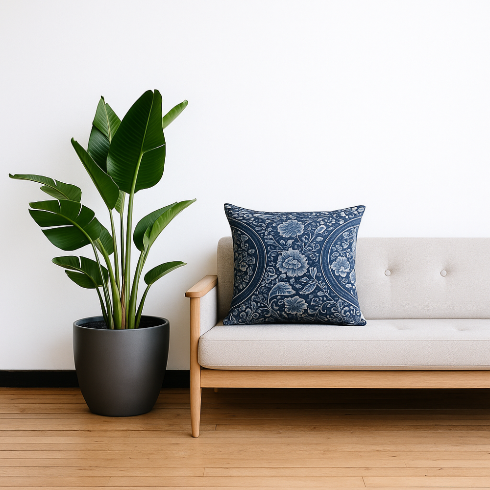 Living Room Elegant Cushion Cover | Traditional Chinese Porcelain Design