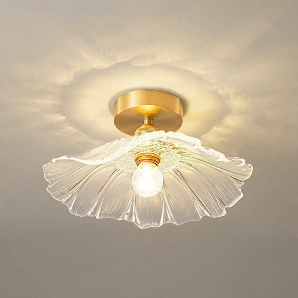 Flush Mount Ceiling Light | Art Deco Flower Fixture for Bedroom or Living Room