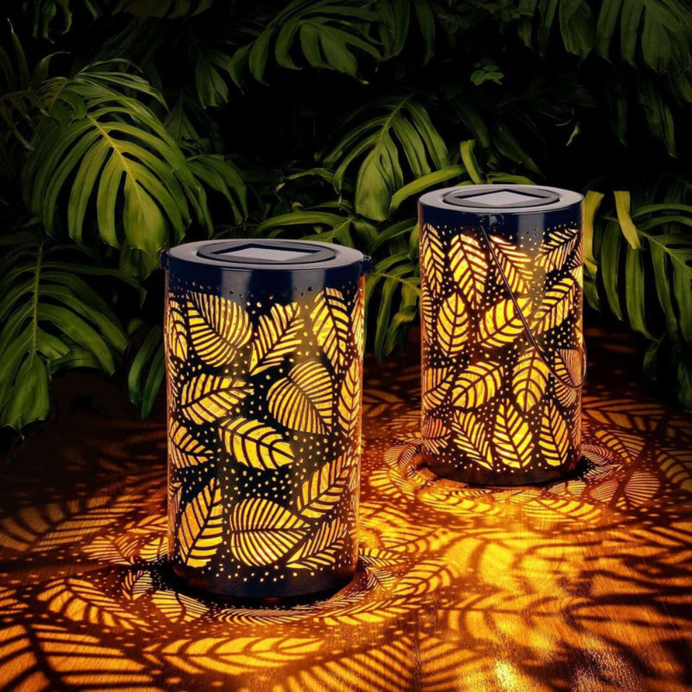 Leaf-Pattern Outdoor Hanging Lantern | Decorative Garden Light Set