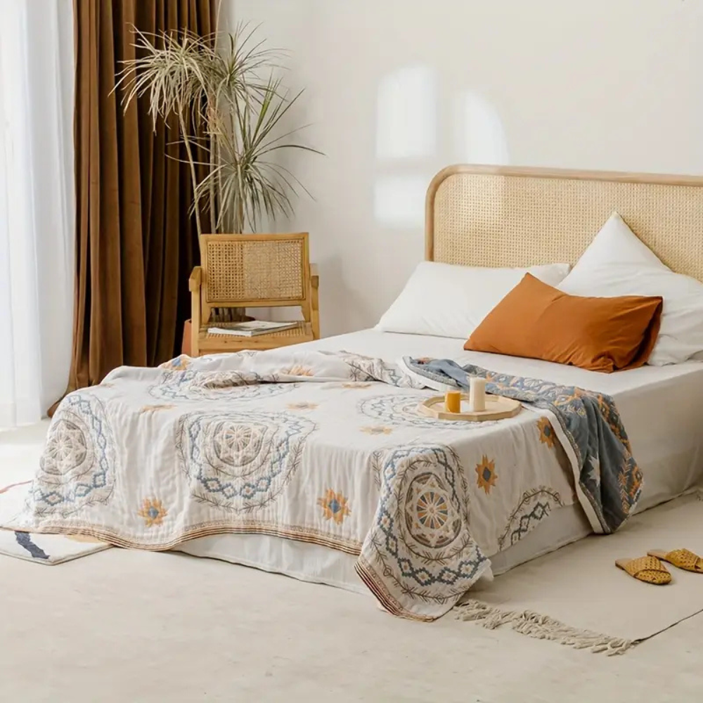 Living Room Boho Throw Blanket | Serene Mandala Design