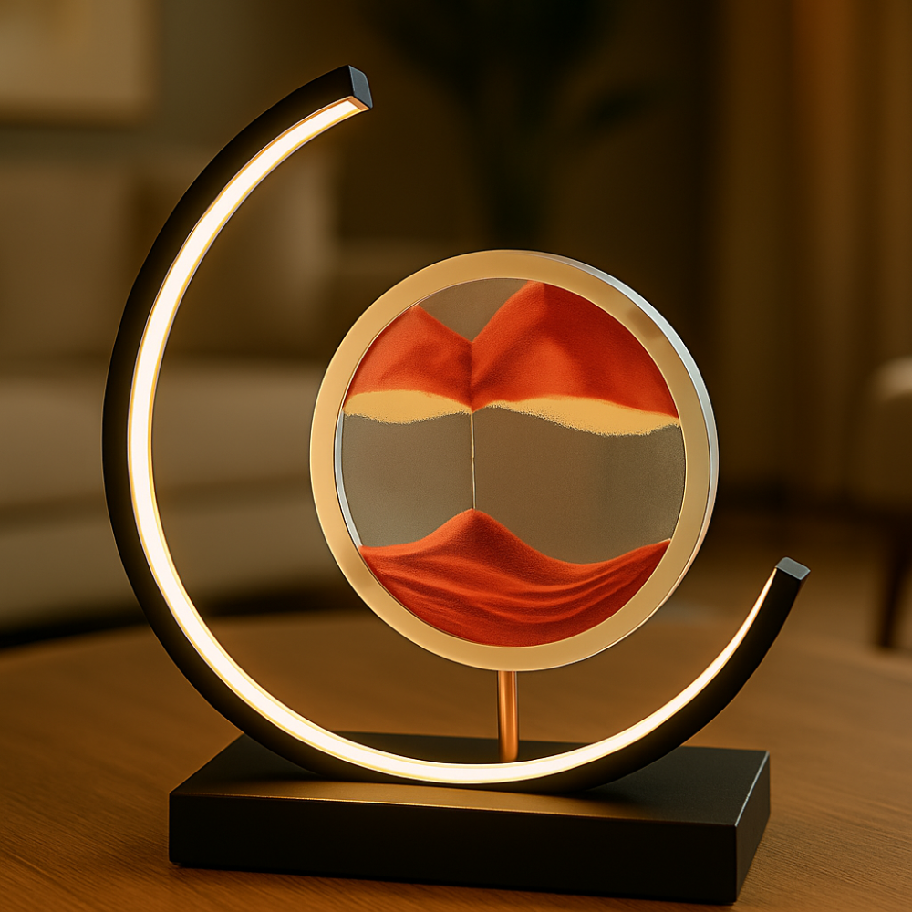 Living Room Dynamic Table Lamp | Crescent-Shaped Sand Art Design