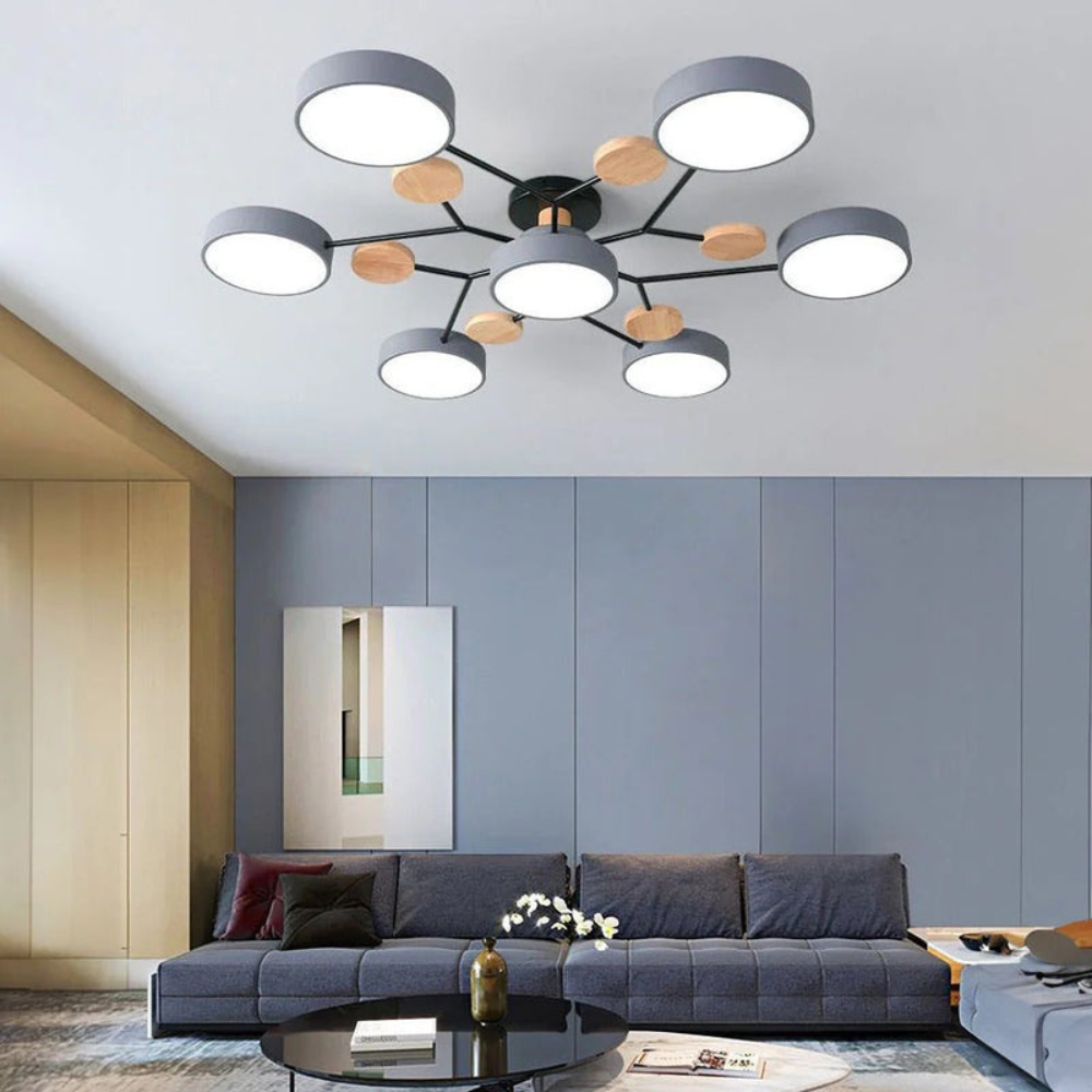 Modern Halo LED Ceiling Light | Semi Flush Mount for Living Room or Bedroom