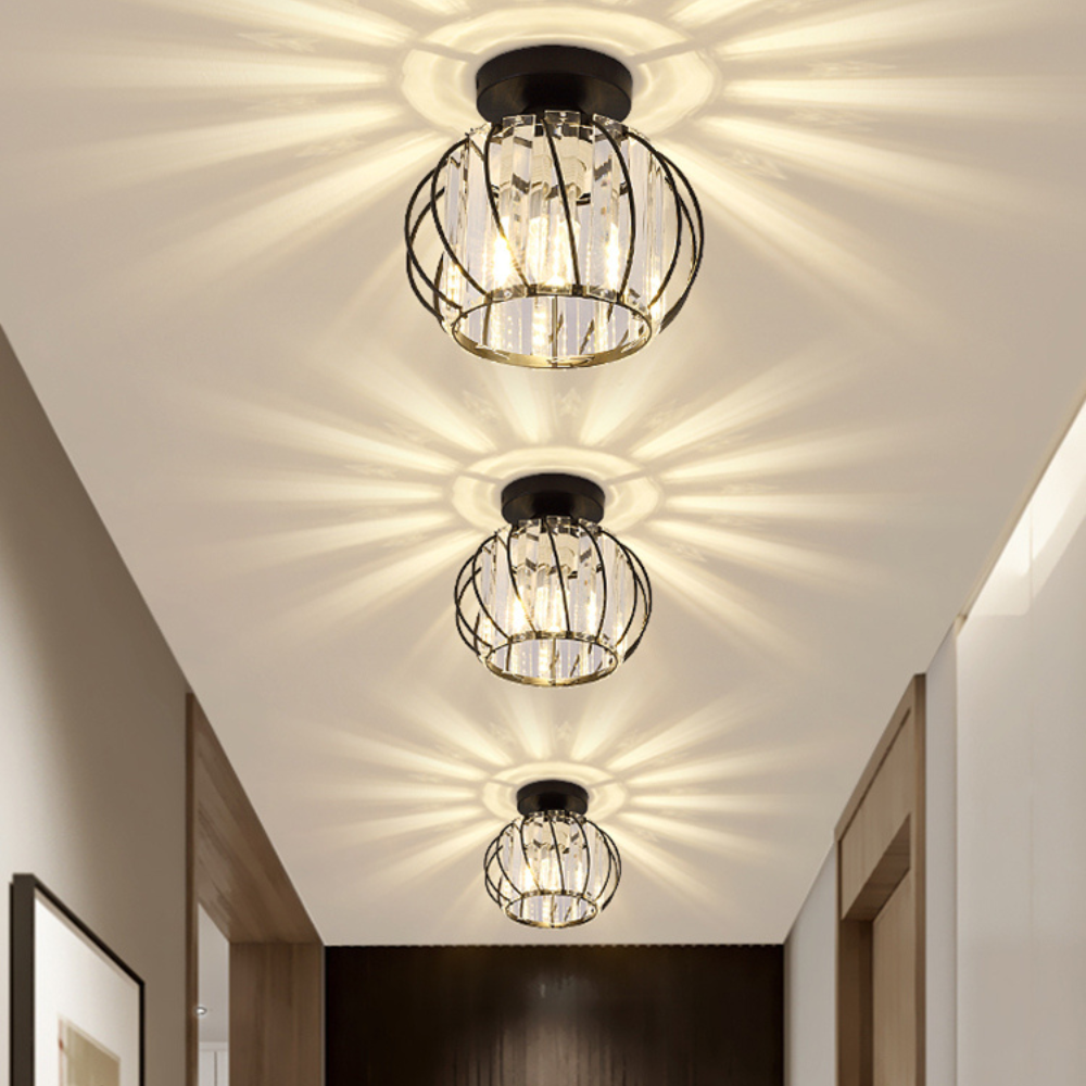 Crystal Flush Light | Nordic-Style Ceiling Fixture for Hallways, Bedrooms, and Dining Spaces