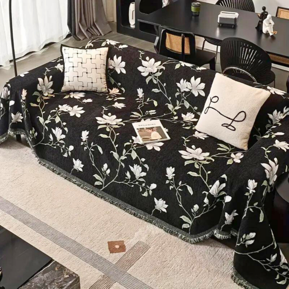 Living Room Elegant Sofa Cover | Vintage Floral Design Protector