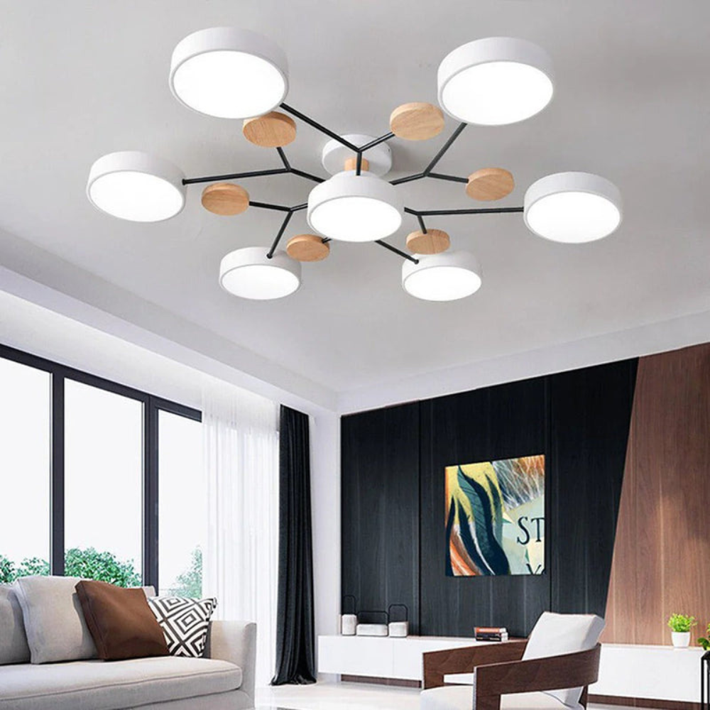 Modern Halo LED Ceiling Light | Semi Flush Mount for Living Room or Bedroom