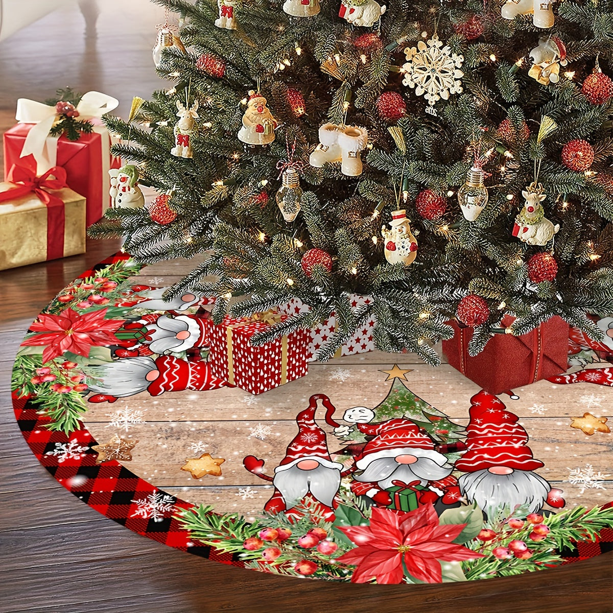 Tree Skirt Christmas | Gnome Plaid Print