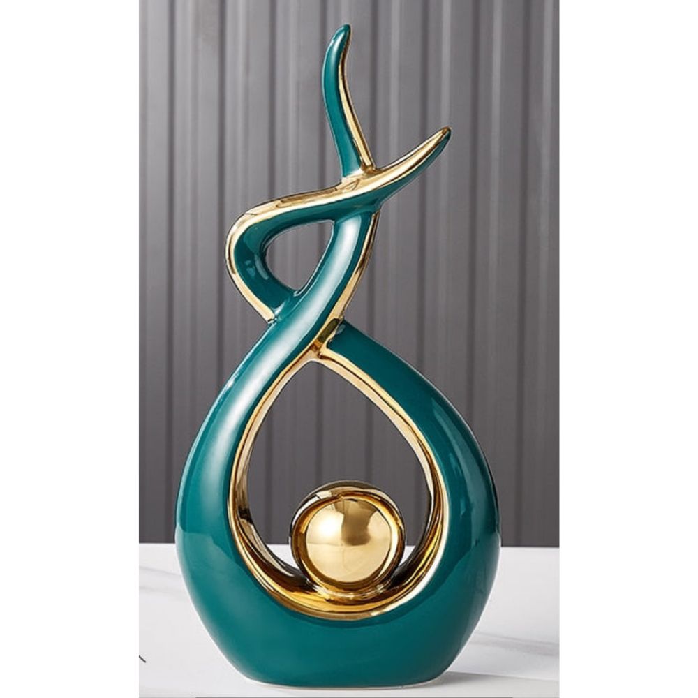 Living Room Abstract Ceramic Sculpture | Modern Design with Golden Accents