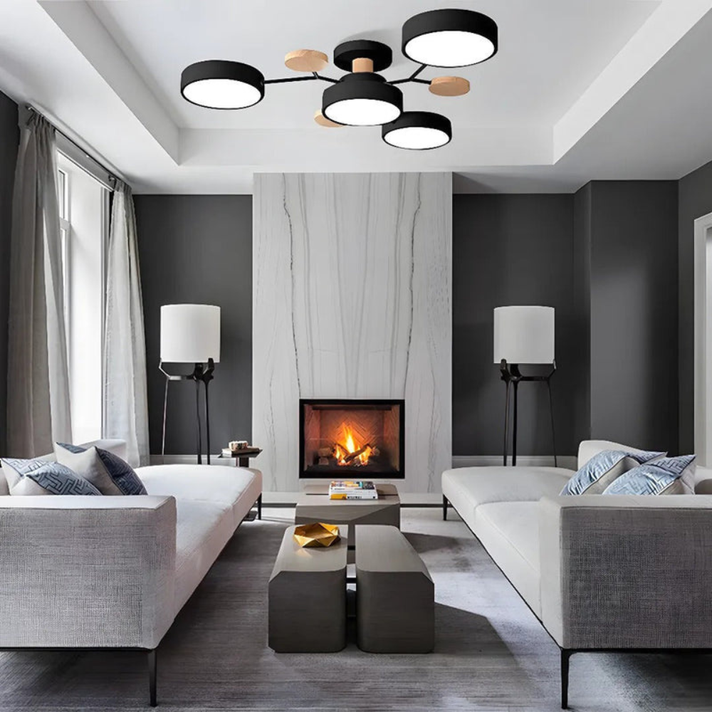 Modern Halo LED Ceiling Light | Semi Flush Mount for Living Room or Bedroom