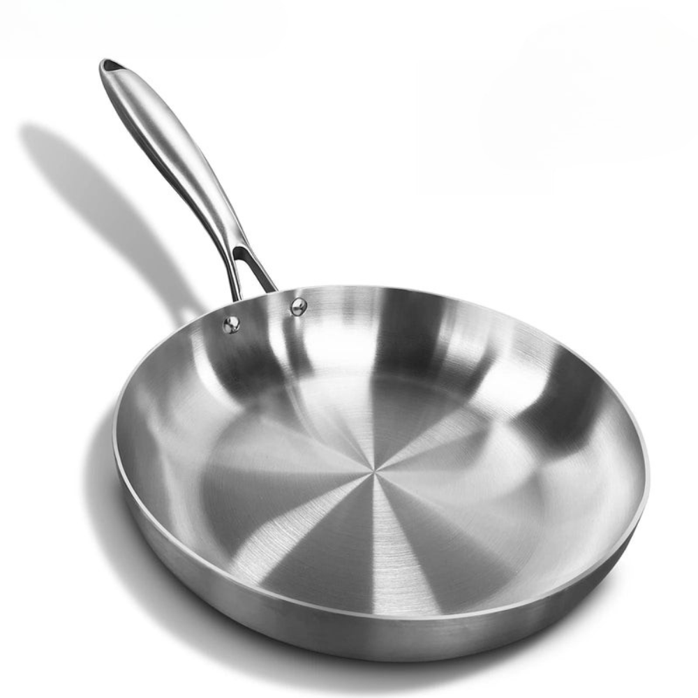 Uncoated Stainless Steel Frying Pan | Nonstick Cookware for Gas & Induction Stoves