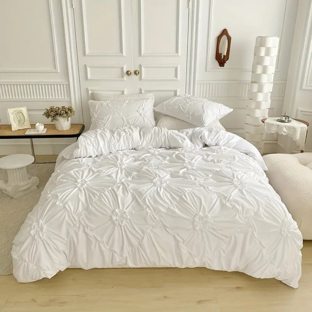 Bedroom Elegant Duvet Cover Set | Ruffle Flower Design