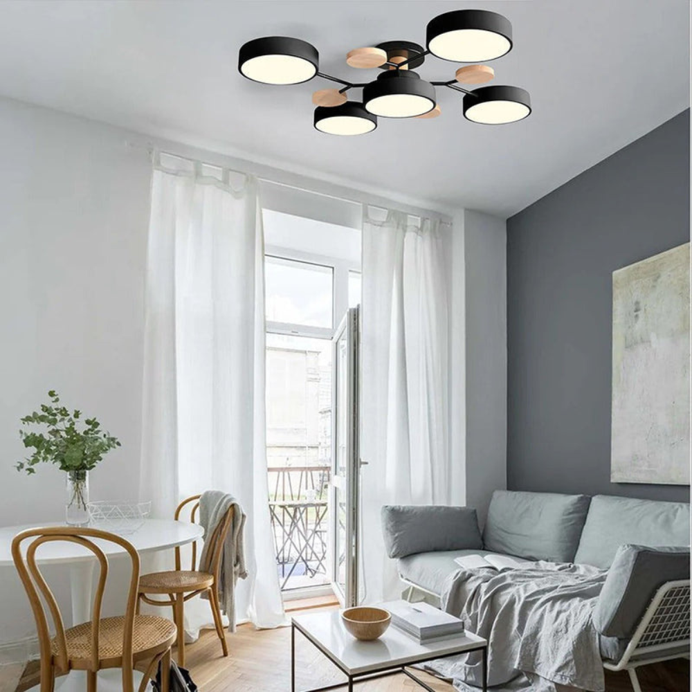 Modern Halo LED Ceiling Light | Semi Flush Mount for Living Room or Bedroom