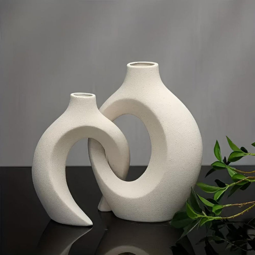 Living Room Modern Abstract Vase Set | Interlocking Minimalist Design