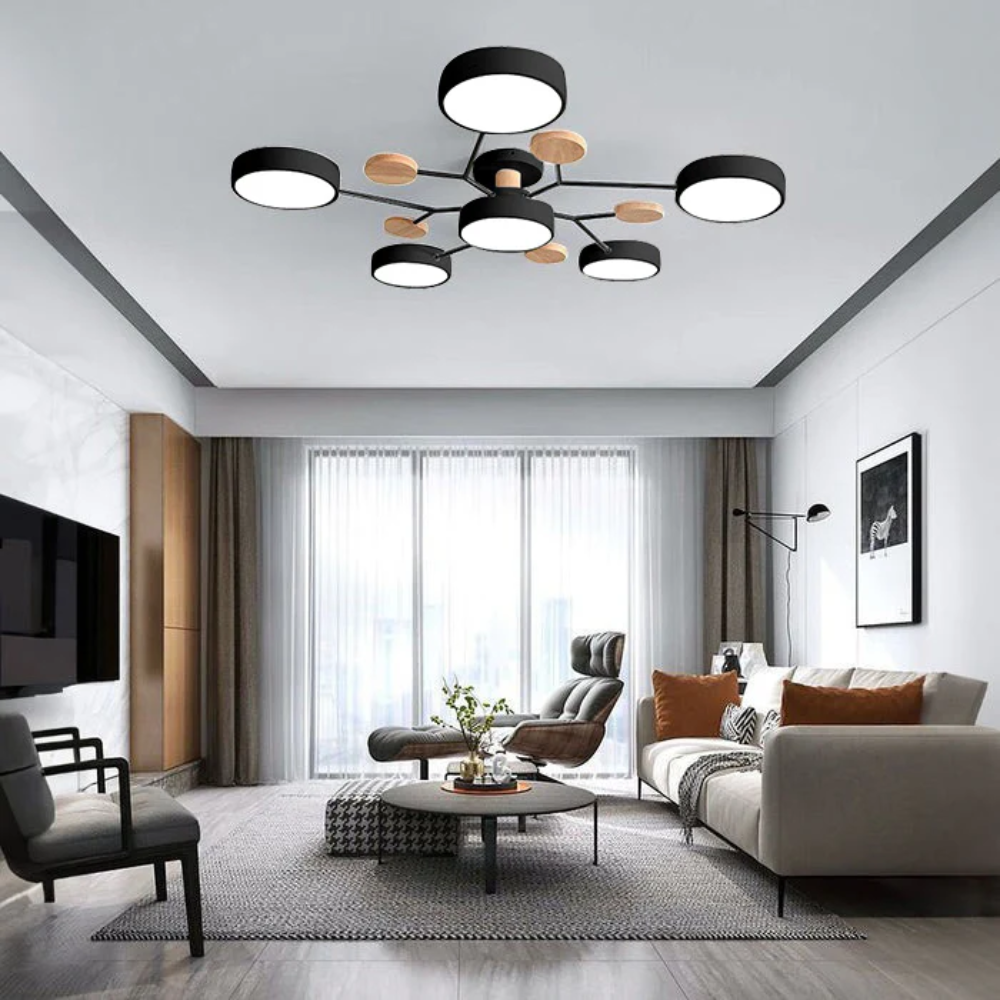 Modern Halo LED Ceiling Light | Semi Flush Mount for Living Room or Bedroom