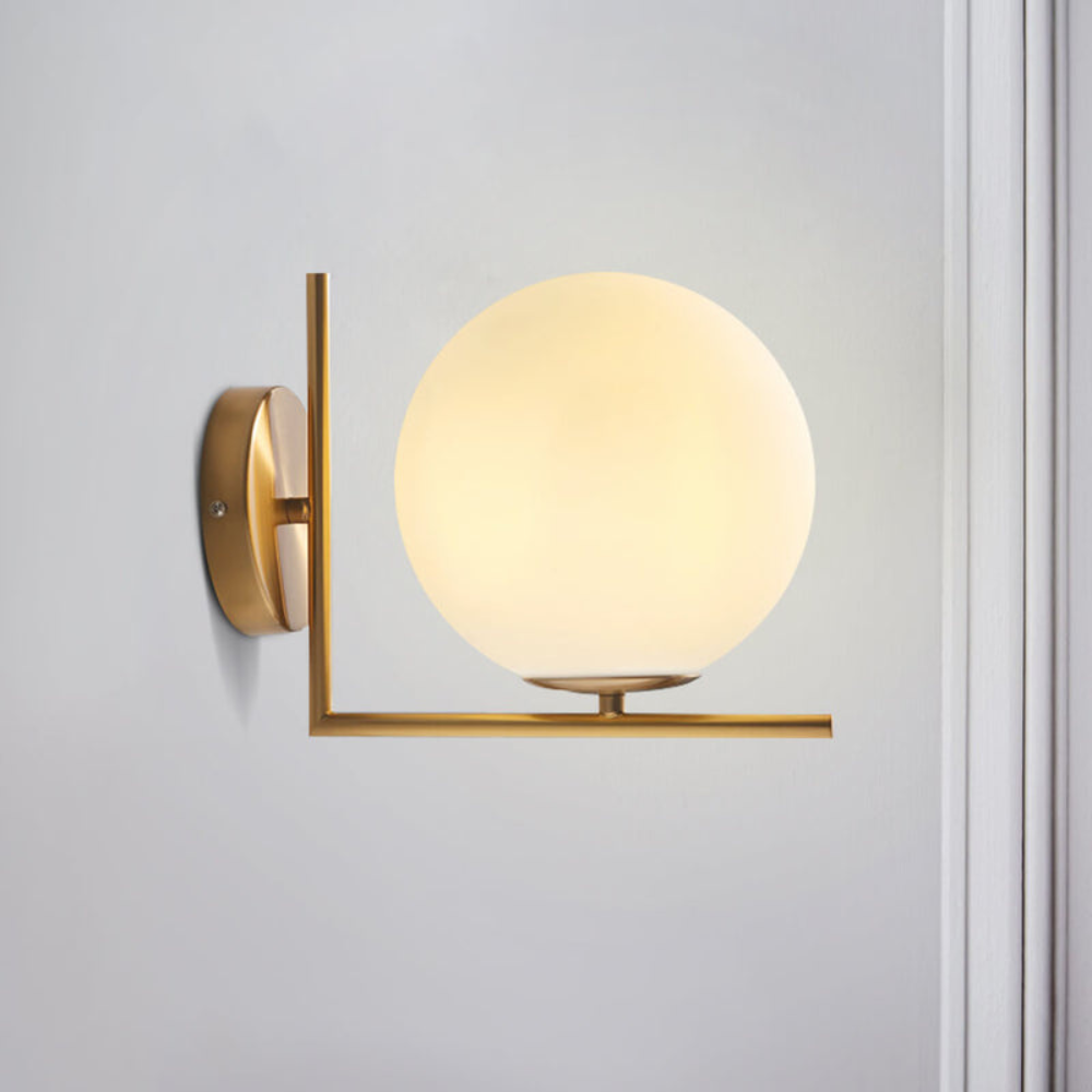 Vintage Globe Wall Lamp | Frosted Sconce for Bedroom & Living Room