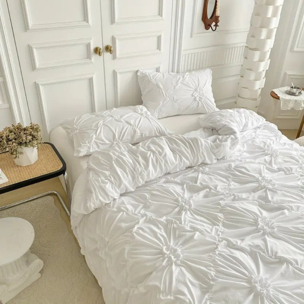 Bedroom Elegant Duvet Cover Set | Ruffle Flower Design