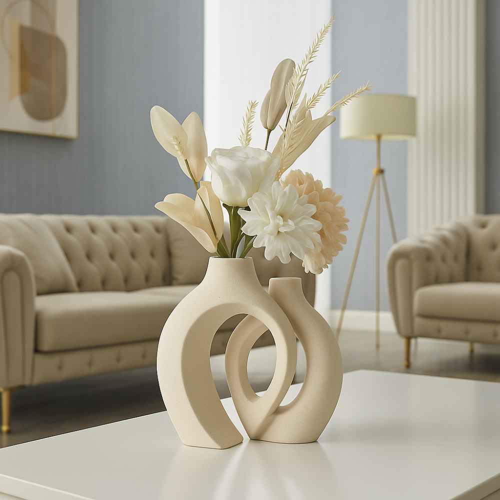 Living Room Modern Abstract Vase Set | Interlocking Minimalist Design
