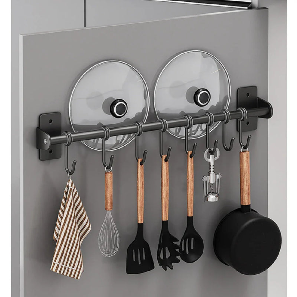 Kitchen Space-Saving Hook Rack | Modern Steel Utensil Organizer