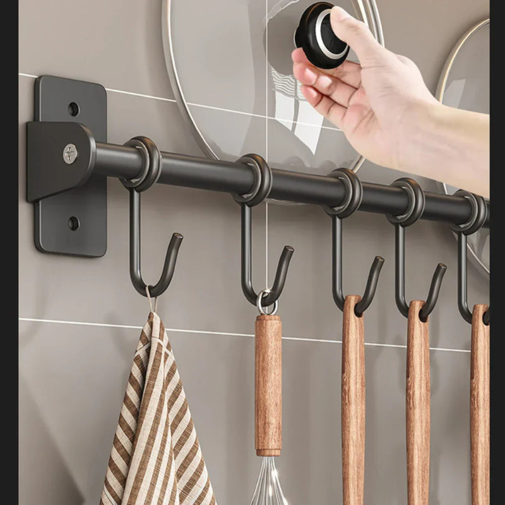 Kitchen Space-Saving Hook Rack | Modern Steel Utensil Organizer