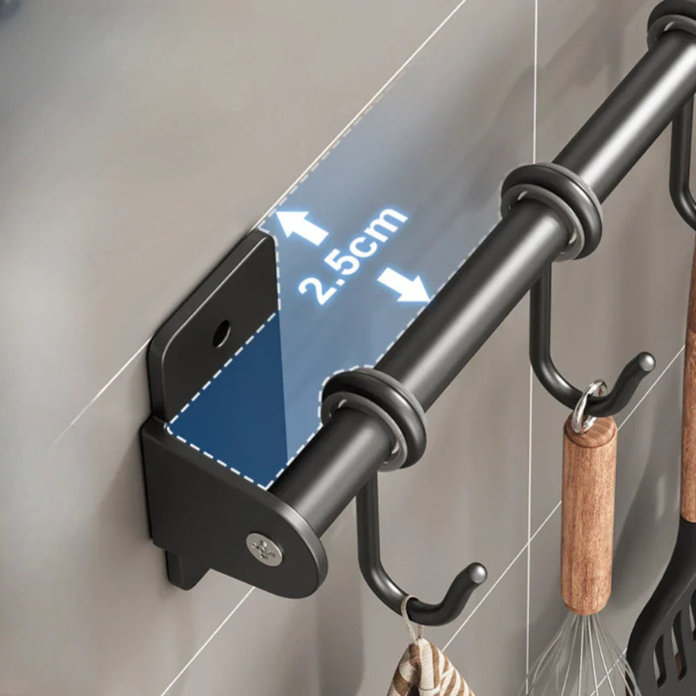 Kitchen Space-Saving Hook Rack | Modern Steel Utensil Organizer