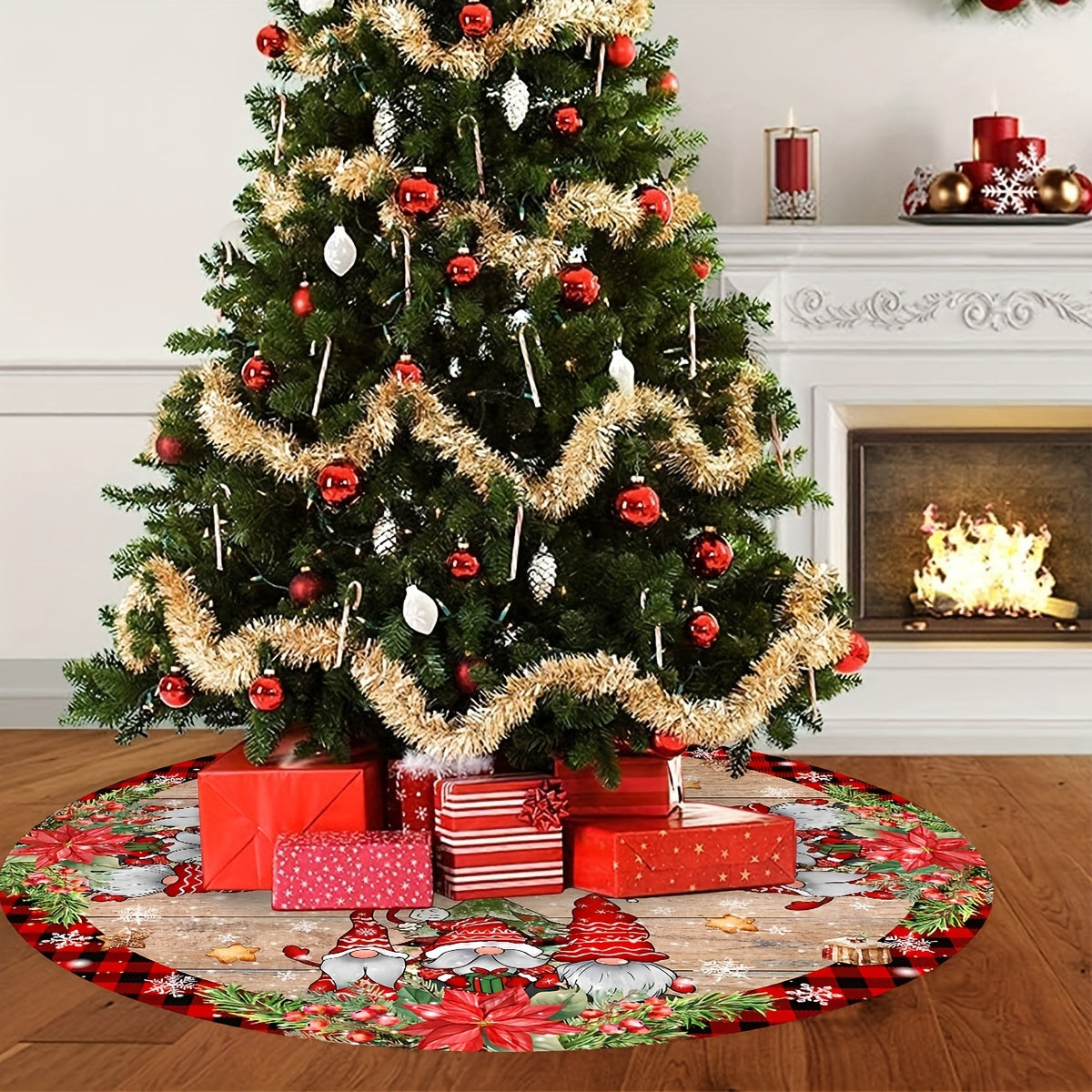 Tree Skirt Christmas | Gnome Plaid Print