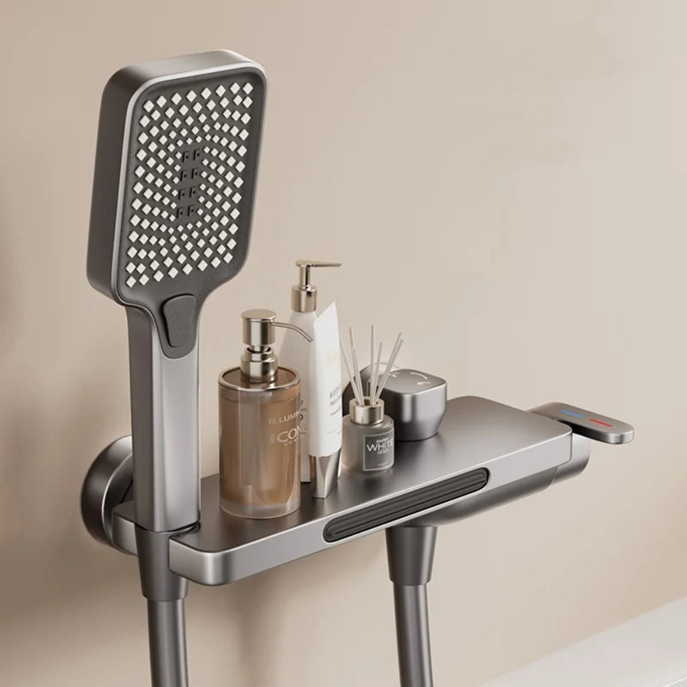 Wall Mounted Waterfall Bath Faucet | Modern Bathroom Mixer Tap with Hand Shower